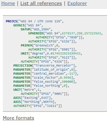 WKT string displayed in a browser from the spatialreference.org URL